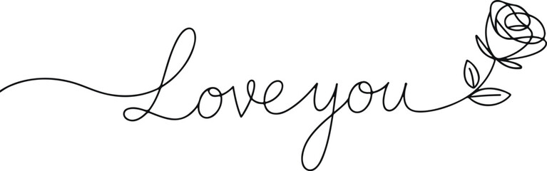 Love you with rose isolated on transparent background