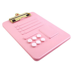 Clipboard clipart collection icons concept. Stylish pink clipboard with pills arranged for vibrant design.