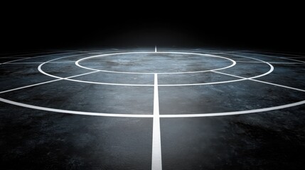 Abstract geometric background featuring circular lines on a dark surface with soft lighting and smooth textures, perfect for modern designs and technology themes