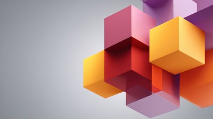Obraz premium Colorful geometric blocks in vibrant shades of red, purple, orange, and yellow creating a modern abstract background design for creative projects
