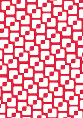 Vibrant red and white geometric pattern featuring a grid of overlapping rounded squares