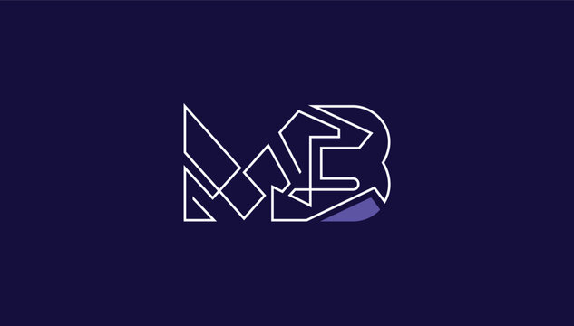 Connected alphabet letter mb logo design