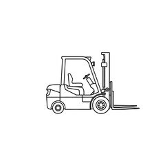 Naklejka premium Simple Line Drawing of a Forklift Truck.