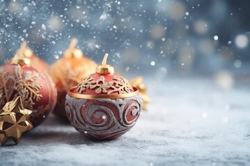 Christmas background ornament snow winter gift and copy space concept by AI Generated