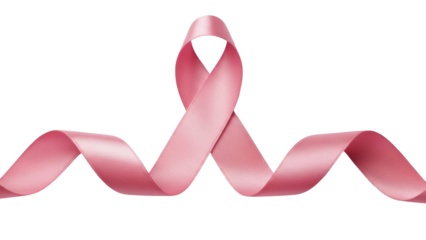 Pink ribbon isolated PNG, symbol of breast cancer awareness for health campaigns and charitable causes on transparent background