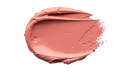 Salmon pink cosmetic cream smear isolated PNG, beauty product sample for makeup and skincare on transparent background