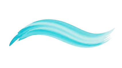 Turquoise watercolor brush stroke PNG isolated on transparent background, abstract paint stain for design and decoration