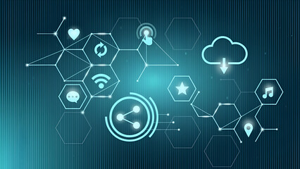 Abstract Digital Network with Cloud Computing and Global Technology Connectivity Concept