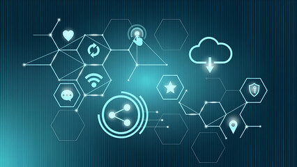 Digital network abstract illustration of data and technology connections