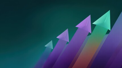 Abstract upward arrows in vibrant colors symbolizing growth, progress, positivity, and success in a modern, minimalistic style on a smooth gradient background