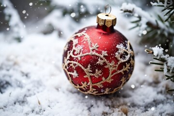 Christmas background ornament snow winter gift and copy space concept by AI Generated