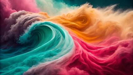 Fototapeta premium Vibrant colorful wave of swirling powder in motion