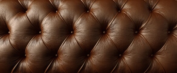 The Leather Tufted Sofa Closeup Showing Rich Brown Buttoned Upholstery Texture