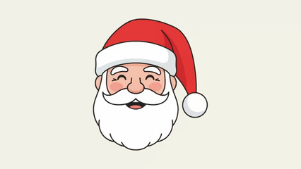 Cheerful Cartoon Santa Claus Face with Red Hat and White Beard - Festive Holiday Illustration