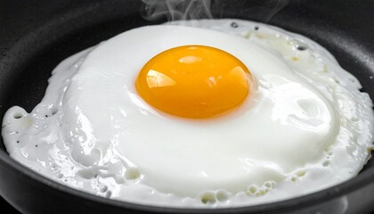 フライパンで目玉焼きを焼く写真