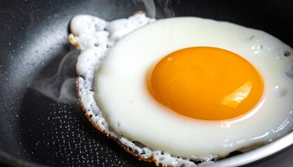 フライパンで目玉焼きを焼く写真