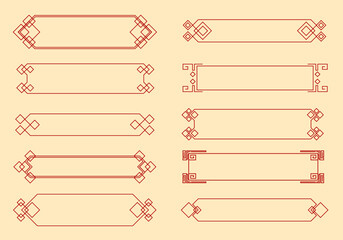 Happy Chinese new year 2026 , modern design set in red, gold and white colors , Year of the horse zodiac , Asia oriental traditional ornament, frame and border ,