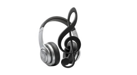 headphones with treble clef symbol for music