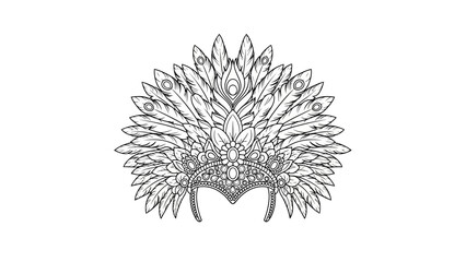 Intricate Feather Headdress Illustration Detailed Design. © ayana