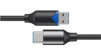 usb cable with usba and usbc connectors for data transfer