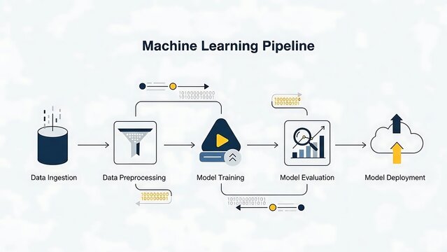 Machine Learning Pipeline Diagram Illustrating Data Flow and Model Development.