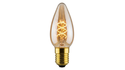 Vintage Edison bulb PNG isolated on transparent background, antique style lightbulb with warm filament glow for retro decor and design projects