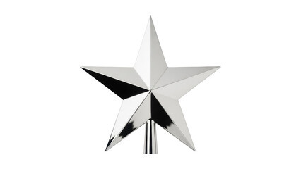 Shiny silver star isolated PNG on transparent background, festive Christmas tree topper for holiday decoration and graphic design