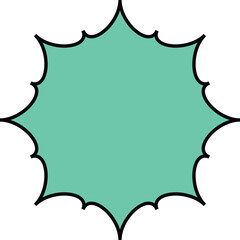 Obraz premium Green Pointed Starburst Graphic with Inward Curved Edges on White Background