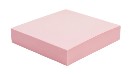 Pale pink square sponge isolated PNG on transparent background, soft foam block for cleaning and crafting projects