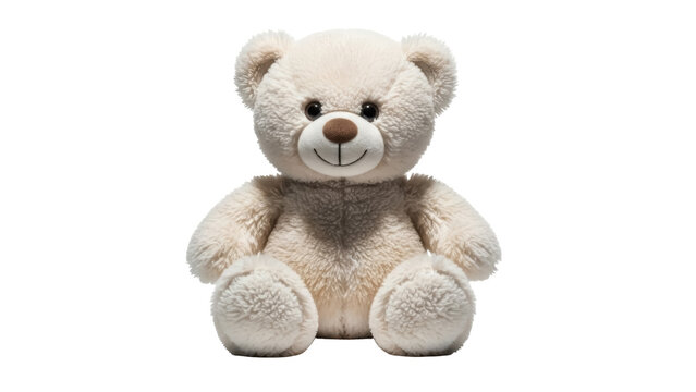 Adorable fluffy teddy bear isolated PNG on transparent background, cute stuffed animal for kids and decoration, soft toy for comfort