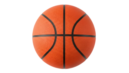 Orange basketball isolated PNG on transparent background, sports equipment for team games and physical activity