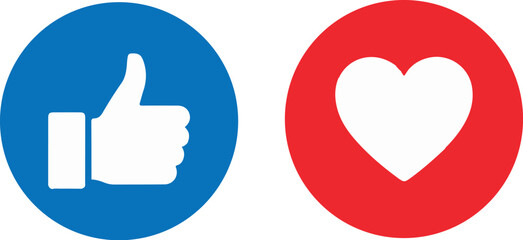 Facebook like and love reaction buttons