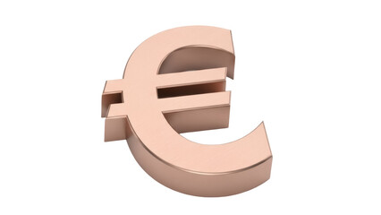 Fototapeta premium Rose gold euro symbol isolated PNG, currency sign for finance and business on transparent background European money icon for web design