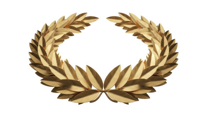 Golden laurel wreath PNG isolated on transparent background, victory symbol for awards and...