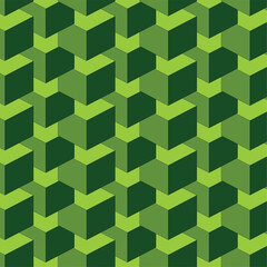 Obraz premium Green Geometric Volume Seamless Pattern Background illustration Abstract, Arts Culture and Entertainment, Backgrounds, Computer Graphic, Futuristic