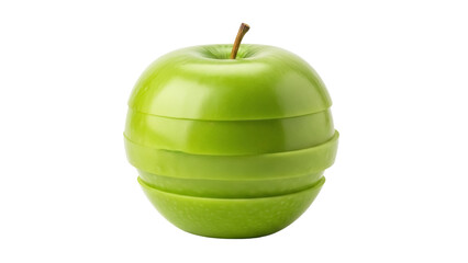 Sliced green apple PNG isolated on transparent background, healthy fruit snack for diet and nutrition concepts, fresh and juicy