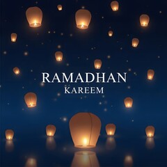 Lanterns Illuminating the Night Sky during Ramadhan Celebrations