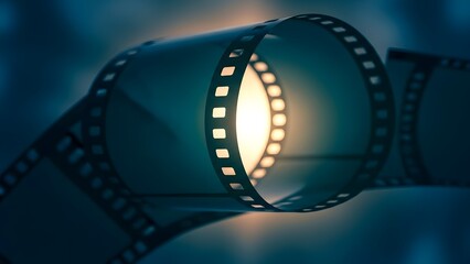 Film strip with light shining through