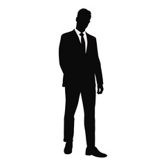Business Worker Silhouette on White Background. Vector Illustration.