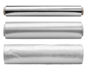 Aluminum Foil, Film Roll, Food Bag, isolated on white background, full depth of field