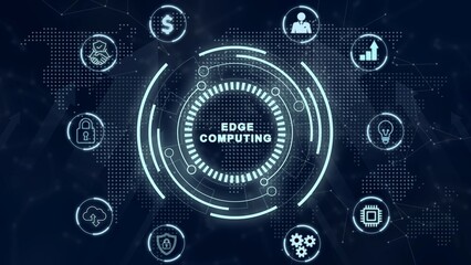 Edge computing modern IT technology on virtual screen. Business, technology, internet and networking concept. 3d illustration