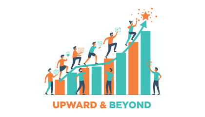Business Team Achievement Progress Upward & Beyond Illustration