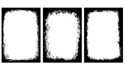 Overlay textures set stamp with grunge effect. Old damage Dirty grainy and scratches. Set of different distressed black grain texture.