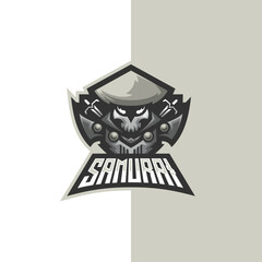 Futuristic Samurai Skull Esports Gaming Logo