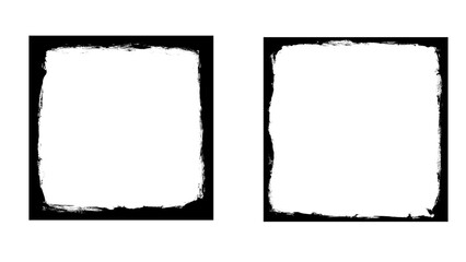 Set of grunge overlay texture frame, torn paper effect or dirty paint brush stroke background.