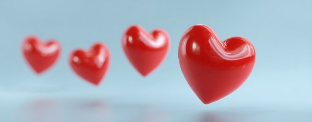 The Red Heart Floating In Soft Focus For Romantic Valentine Concept