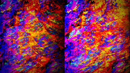 Vibrant abstract glitch texture background with colorful splattered paint effect and digital noise pattern for edgy modern graphic design