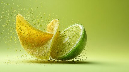 chips and lemon with powdered