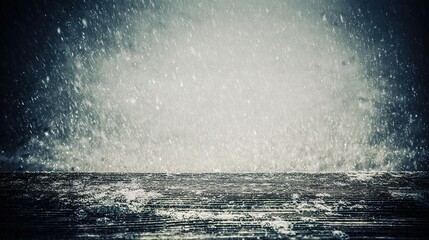 unanimity. Winter wooden surface with gentle snowfall, cold seasonal atmosphere. travel magazines, destination branding, designed for outdoor magazines and nature guides, inspires travel planning.