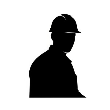 Black silhouette of a construction worker wearing a hard hat